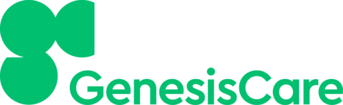 Logo: GenesisCare in green font with three circular shapes stacked on the left hand side